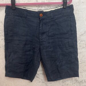 Men’s J.Crew Stanton Irish Linen Shorts Navy Waist 30 Inseam 9